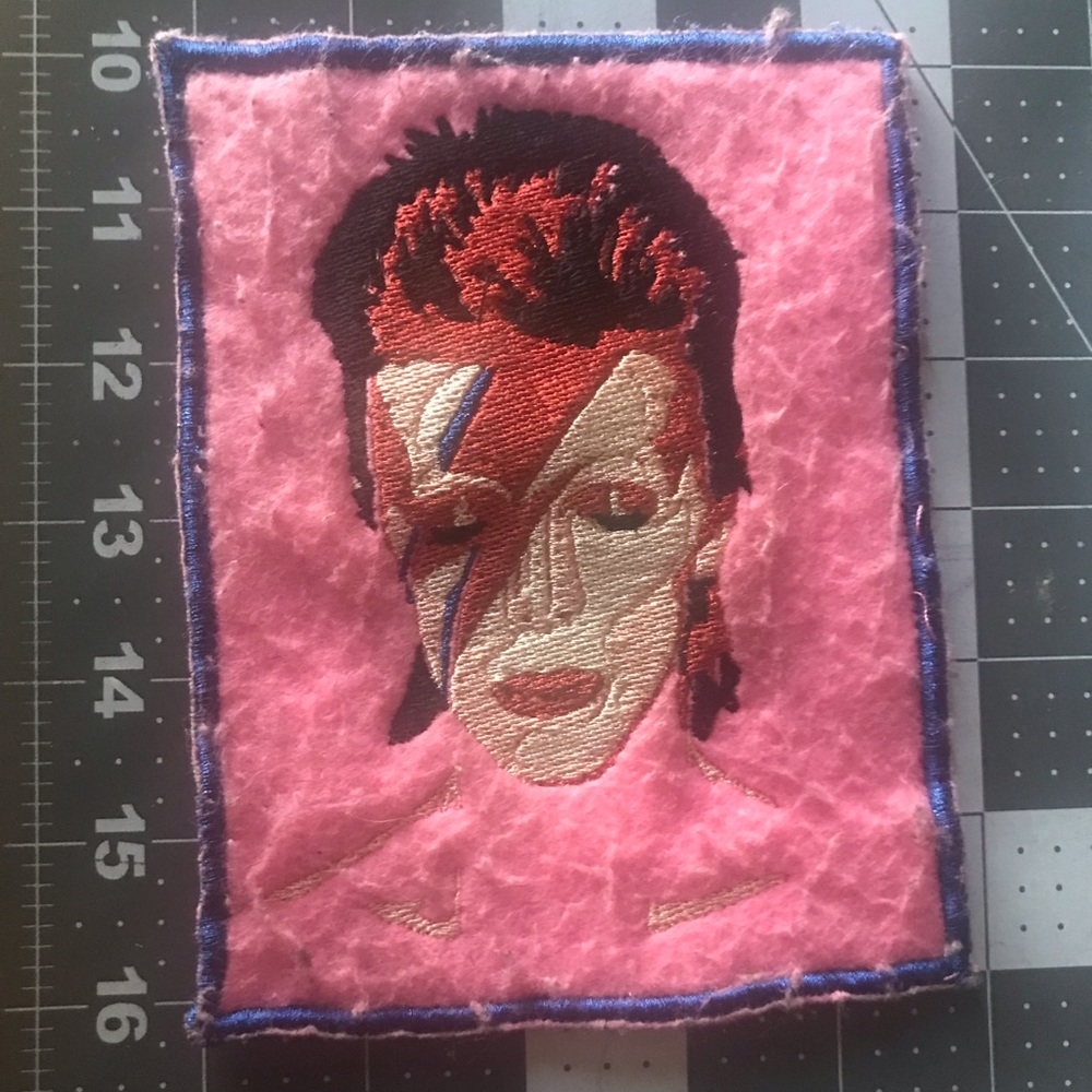 Large sew on david Bowie ziggy stardust pink patch